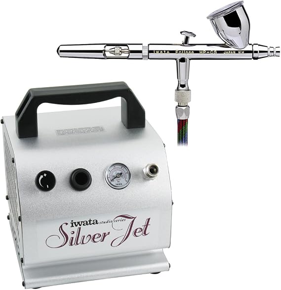 Iwata Eclipse HP-CS Airbrushing System with Silver Jet Air Compressor