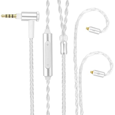 SE215 Mic Cable Compatible with Shure SE215, SE215 PRO, SE315, SE425, SE425 PRO, SE535, SE846, AONIC 3, AONIC 4, AONIC 5, UE900 Earphones, MMCX Earphone Cable, 4ft