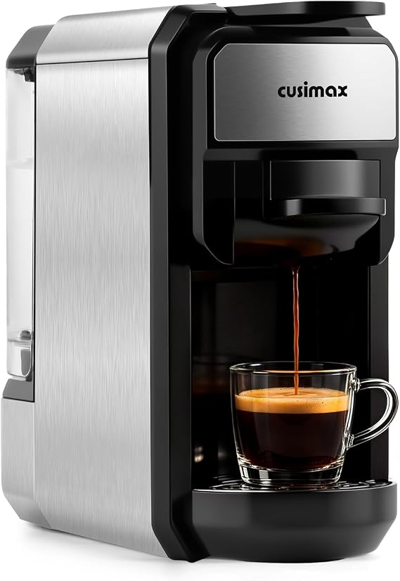 CUSIMAX Espresso Machine Compatible with Nespresso Original Pods | Single Serve Espresso Coffee Maker, Programmable Brew Size, 19Bar High Pressure, 20oz Removable Water Tank, Stainless Steel
