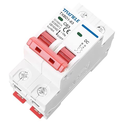2P DC 1000V Solar Mini Circuit Breaker Battery Switch 6A 10A 16A 20A 25A 32A 40A 50A 63A DC MCB for Photovoltaic PV System (6A)