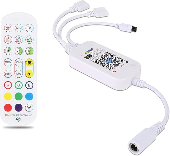 WiFi LED Smart Controller with Remote Control for Strip Lights, Wireless RGB WiFi Controller for LED Strip Light with 24-Key Remote Control, Compatible with Alexa Google Home
