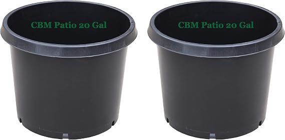 CBM Scaffold CBM 2-20 Gallon Premium Black Plastic Nursery Plant Container Garden Planter Pots, 22.5 inch TOP x 17.5 inch BOTTOM x17 inch HIGH (PT20GAL)