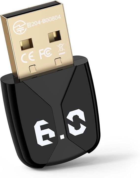 USB Bluetooth Adapter for PC, Bluetooth 6.0 Dongle Receiver EDR & BLE