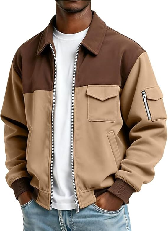 Bomber Jacket Mens Zip Up Lightweight Jackets Casual Stylish Fall Winter Coats Windbreaker Clothing with Pockets