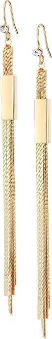 Guess Foldover Flat Chain Linear Drop Earrings, Goldtone