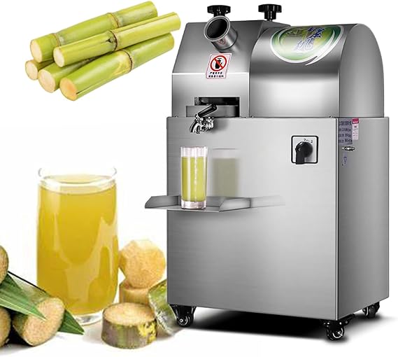Kolice Commercial Electric Sugarcane Juice Making Machine, Sugarcance Press Extractor with Feed Chute Tray, Sugar Cane Squeezer