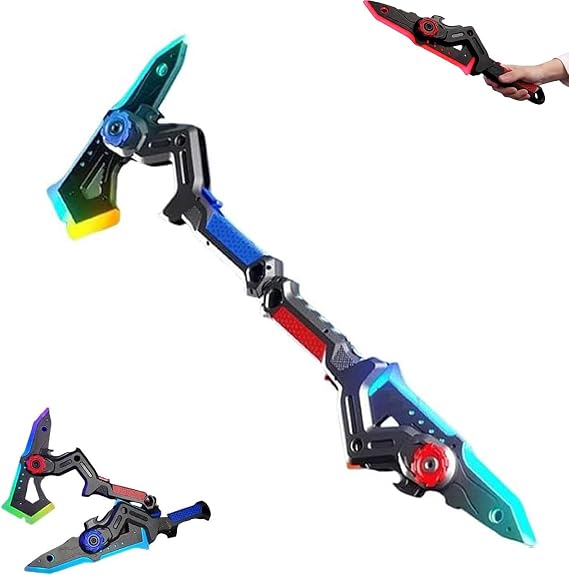 Interstellar Spark Battle Blade Dual Mode LED Light Blade, Battle Axe Transforming Sci-Fi Toy, 7 Color Change, One Button Switching, Combine Design, Mist Effect, USB Rechargeable