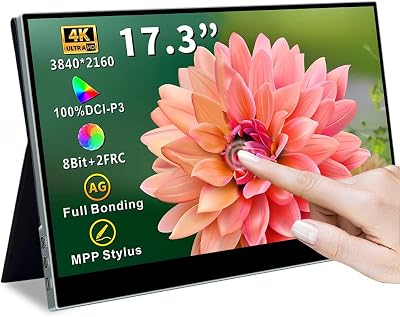 Portable Monitor Touchscreen 14,USB-C & FHD External Display 100% sRGB VESA Mountable Travel Monitor for LaptopMacGamingOffice IPS 3840x2160 Touch, 17.3 Inch