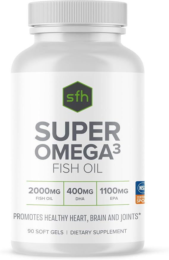 SFH Super Omega 3 Fish Oil Capsules Highly Concentrated 2000mg Omega 3 | Sustainably Sourced Alaskan Pollock Fish Oil for Heart Joint Brain Health (Capsule, 90ct)