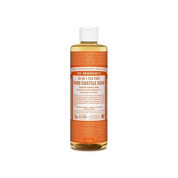Dr. Bronner's Pure-Castile Liquid Soap with Tea Tree Scent with More than 18 Plus Uses (16-Ounces, 475 ml)