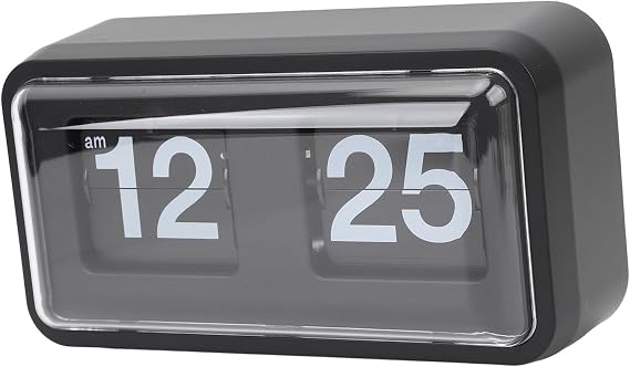 ZJchao Flip Clock, Retro Clock Digital Number Alarm Clock Desk Clock Flip Clock Vintage Vintage Flip Down Shelf Clock with Transparent Cover for Home and Office Decorations (Black)