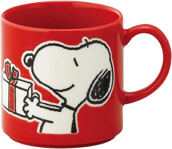 PEANUTS Peanuts Mug, Approximately 350ml, Microwave and Dishwasher Safe, Colorful Peanuts Happy Holiday Red, Made in Japan SN451-11