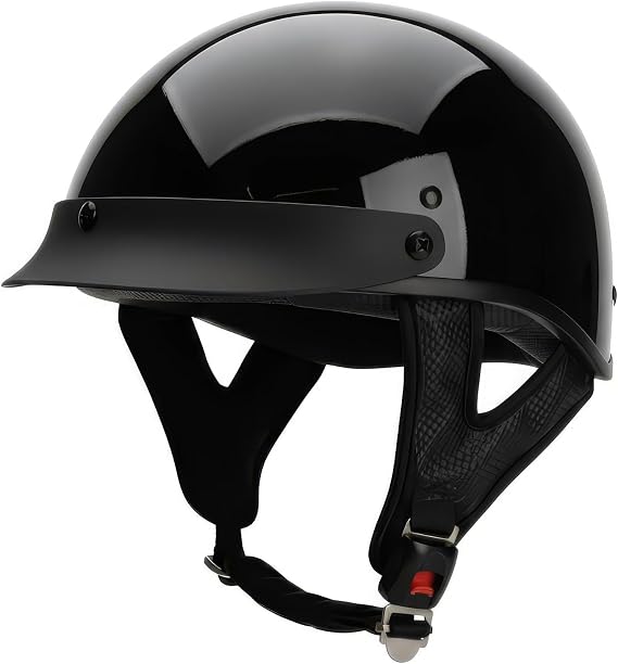 Half Helmet Motorcycle Helmets Open Face Dot Approved Helmets for Men Women Biker Scooter (Gloss Black)