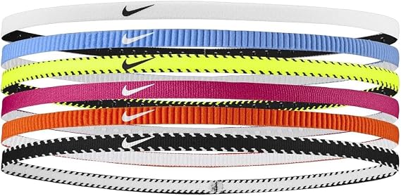 Nike Men's Flex Classic Slim Headbands 6-Pack Headbands Running Fitness Training Sports Hairband Set Narrow, Volt/Vivid Pink/White, One Size
