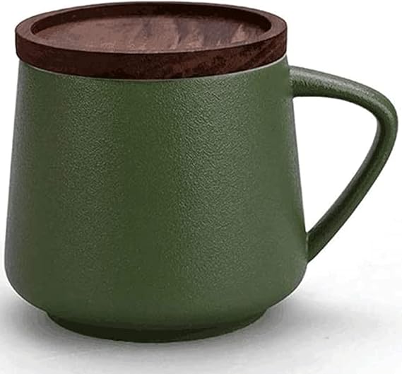 Habiba Drink Cup 400ML Coffee Mug, Large Ceramic Mug for Coffee Milk Tea, Multifunctional Reusable Drink Cup, Minimalist Style Coffee Cup with Lid Exquisite