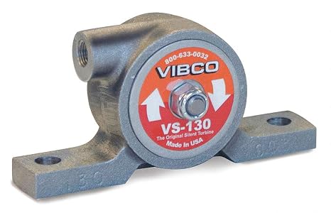 VS-130 Silent Pneumatic Turbine Vibrator, 75 lb. Force, 10500 VPM, 5.5 CFM, 80 psi, 4" Bolt Pattern