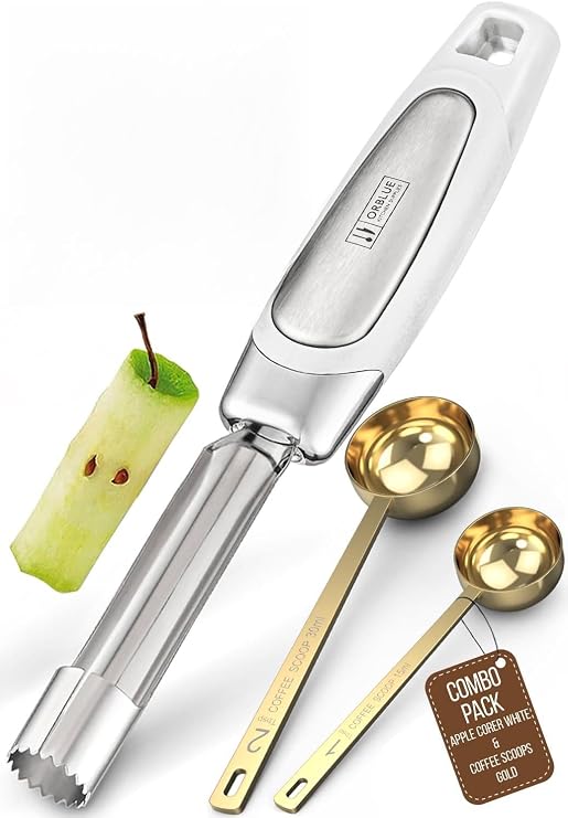 Orblue Premium Apple Corer Tool & Premium Coffee Scoop Set Bundle