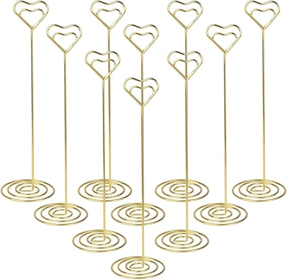 10pcs Table Number Holder Gold Wedding Place Card Holder, Picture Photo Holders 8.6 Inch Tall - Note Menu Memo Clips for Party Gatherings
