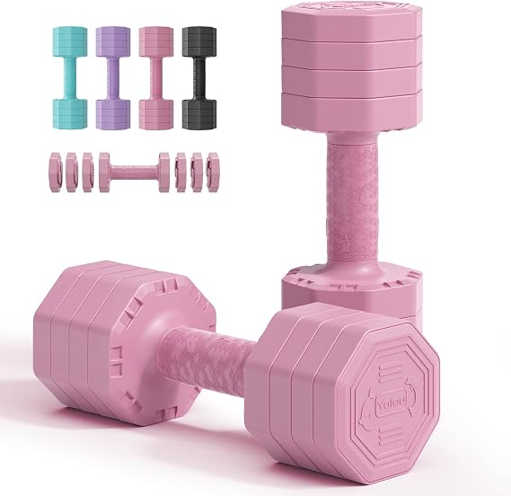 Yoleo Adjustable Dumbbell Set Adjustable Dumbbell Set 4 in 1 Premium Rotating Attachment Type Weights Tai Chi Style 2/4/6/8/10/20/kg Combine it with a Soft TPU Rubber Handle