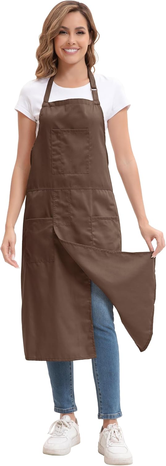 Nanxson Pottery Apron Split Leg Long Artist Painting Apron with 3 Pockets & Adjustable Buckle for Ceramic Wheel DIY Art