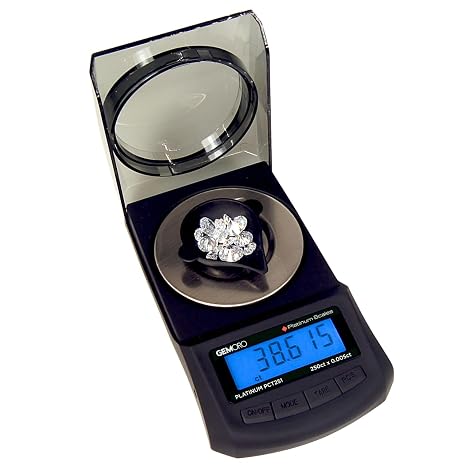 GemOro Platinum PCT251 | Durable Precise Jewelers Premium Class Carat Mini Scale | Digital Precision Tool with Expert Professional Reading & Accuracy 250ct x 0.005ct Readability (Black)