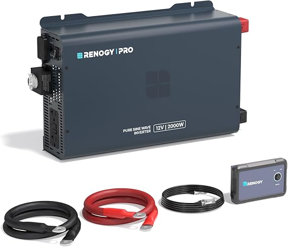 Renogy Pro 2000W Pure Sine Wave Inverter 12V to 120V, 92% High-Efficiency