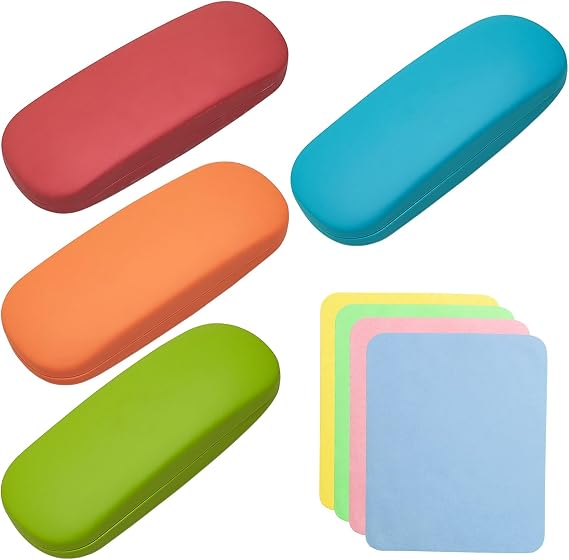 4 PACK Hard Glasses Case, Portable Eyeglass Case, Sturdy Glasses Case