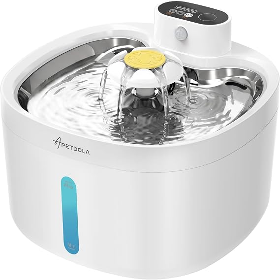 Wireless Cat Water Fountain 95fl-oz/2.8L Cat Fountain,Stainless Steel Tray,Rechargeable Pet Drinking Fountains for Cats and Dogs(Cat Fountain+3 Filters)