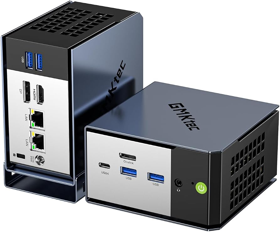GMKtec AI Mini PC AMD Ryzen AI 9 HX-370(5.1GHz | 80 Tops | Radeon 890M) 32GB 1TB SSD Mini Gaming Computers Oculink/USB 4.0 /Triple Screen 8K Display/WiFi 6/ EVO-X1