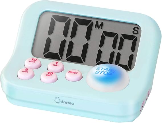 2 in 1 Digital Timer Countdown / Stopwatch Countup Blue LED Light & Beep Notification Large Push Button Mute & Lock Function Green Timer for Kids