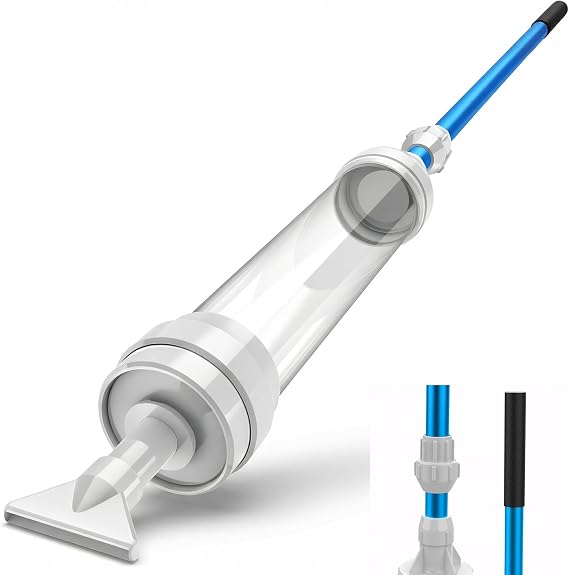 Spa Vacuum Powered by Water Pressure, No Electricity Needed for Hot Tub | Cordless & Noise-Free for Spot Cleaning; with Telescopic Pole to Pick Up Leaves, Sand & Debris; Anti-Slip Grip