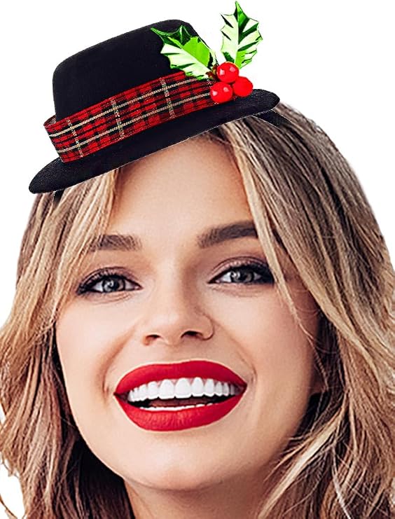 Christmas Headband Snowman Hat Hairbands Mini Top Hat Headpieces Xmas Party Costume Hair Accessories for Women