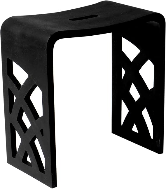 ALFI brand ABST88BM Black Matte Solid Surface Resin Bathroom/Shower Stool
