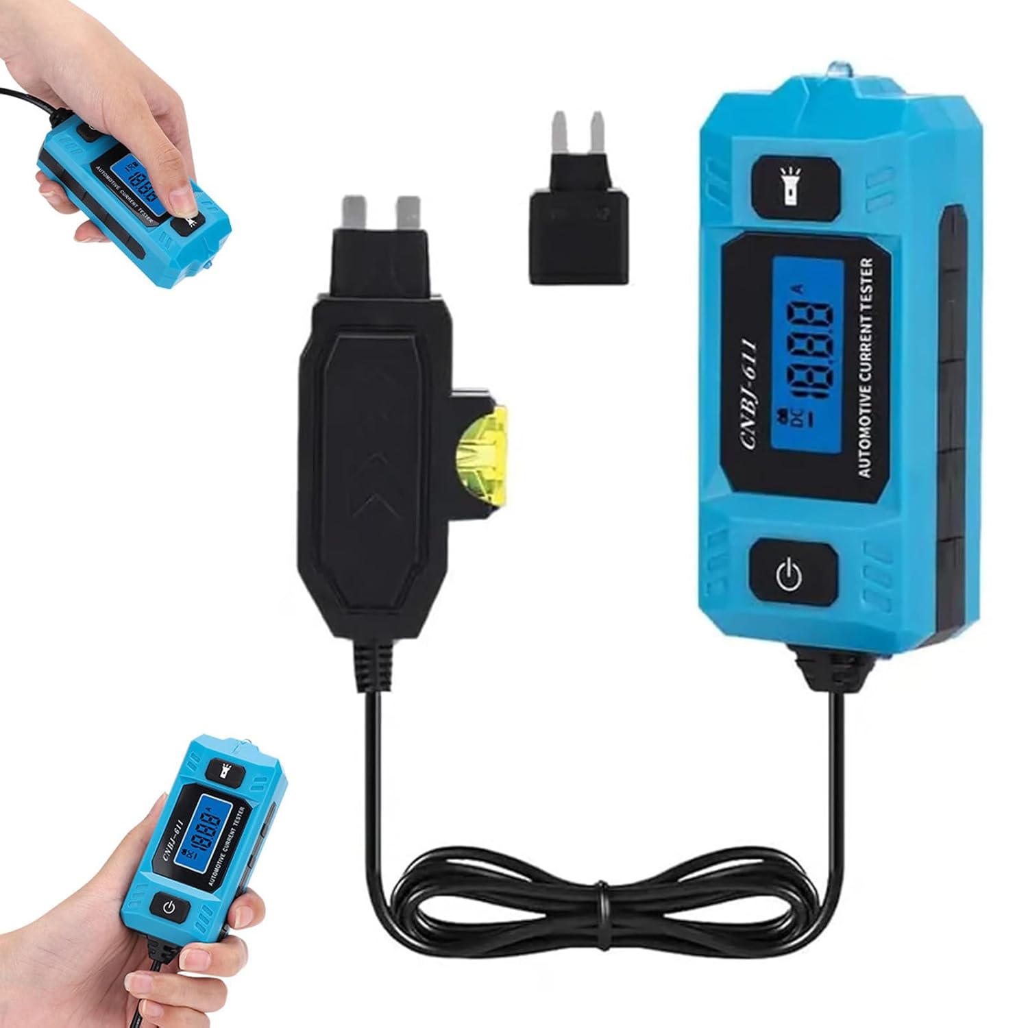 Automotive Circuit Fault Probe Tester, High-Precision Current Tester, 20A 48V Car Relay Fuse Blade Checker with Front Light & Blue Backlit LCD Screen, Automotive Circuit Tester for Car Repair