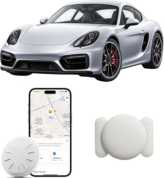 GPS Tracking Devices, No Monthly Fee Tracker Device for Vehicles Work with Find My (iOS Only), Car Tracker Device Hidden with Magnetic Waterproof Case (1PCS, White)