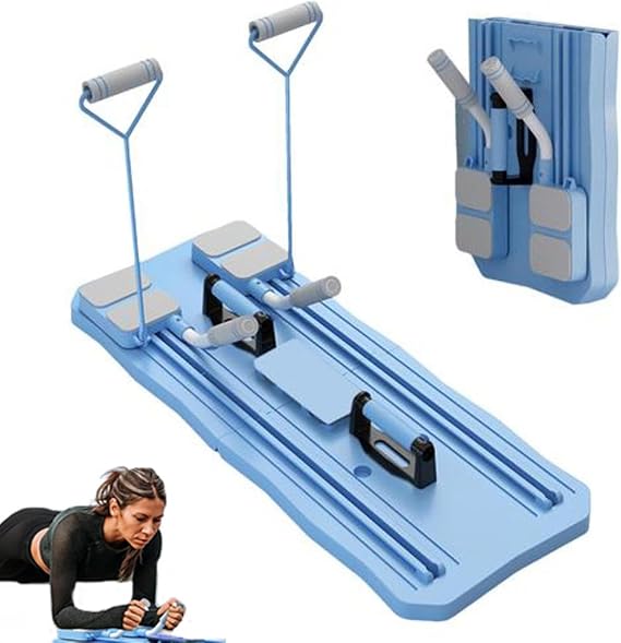 Pilates Reformer Set - Automatic Rebound Ab Roller Board - Foldable Multi-Purpose Pilates Board for Home Workouts - Full Body Fitness Solution