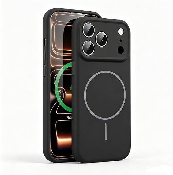 シリコン磁気ケース iPhone 17 Pro Max / 18 Pro Max用、ソフトシリコン互換電話カバー17 Pro Max/ 18 Pro Maxブラック
