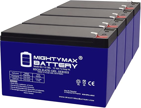 Mighty Max Battery 12V 7AH Gel F1 Replacement Battery Compatible with CyberPower CST135XLU - 4 Pack