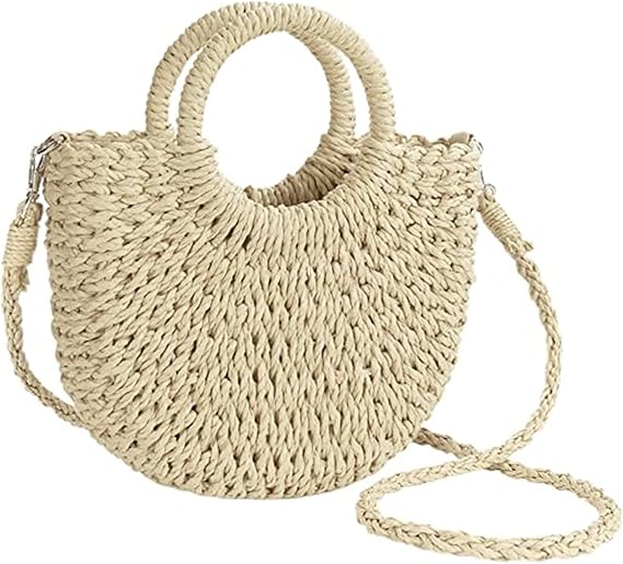 JOLLQUE Straw Beach Bag for Women, Crochet Crossbody Bags Small Boho Purse,Top Handle Cute Woven Handbag Wicker Clutch 2026