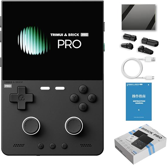 Trimui Brick Pro Hand-held Game Console with Screen Protector Black