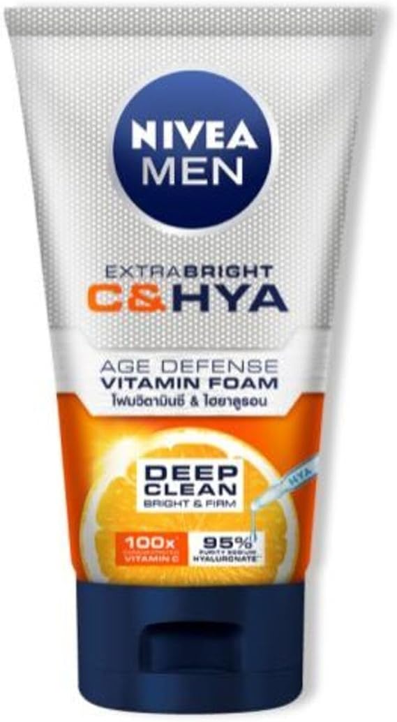 Nivea Men Extra Bright C Hya Age Defense Vitamin Foam, 100g, Cleansing Foam