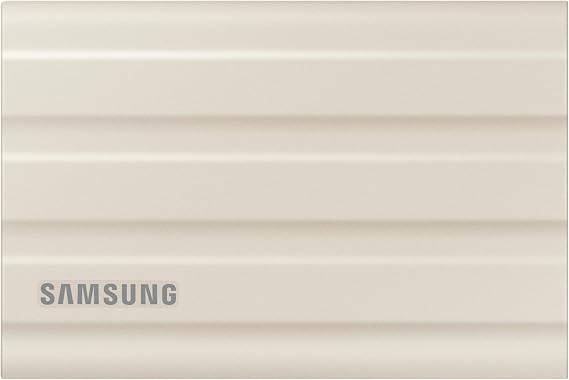 Samsung Portable T7 SSD Shield, USB 3.2 Gen 1 TB, 1,050 MB/s Reading, 1,000 MB/s Writing, Beige, MU-PE1T0K/WW