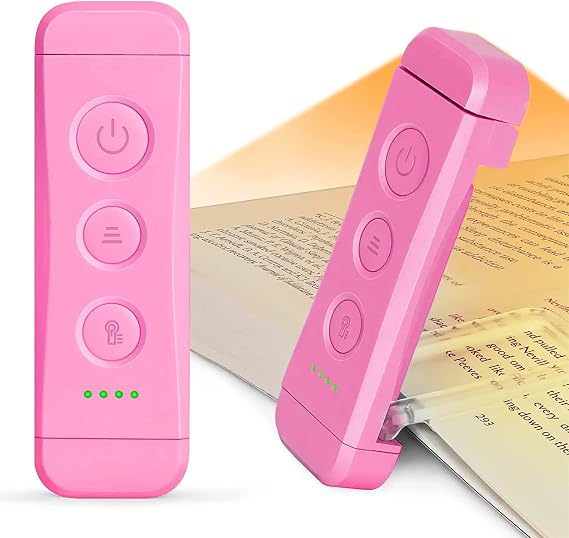Glocusent USB Şarj Edilebilir Kitap Işığı, Kitapta Göz Bakımı Okuma Işığı Klipsi, 3 Renk ve 5 Parlaklık Kısılabilir, Taşınabilir ve Esnek, 80 saate kadar Uzun Ömürlü (pembe) [Enerji Sınıfı A]