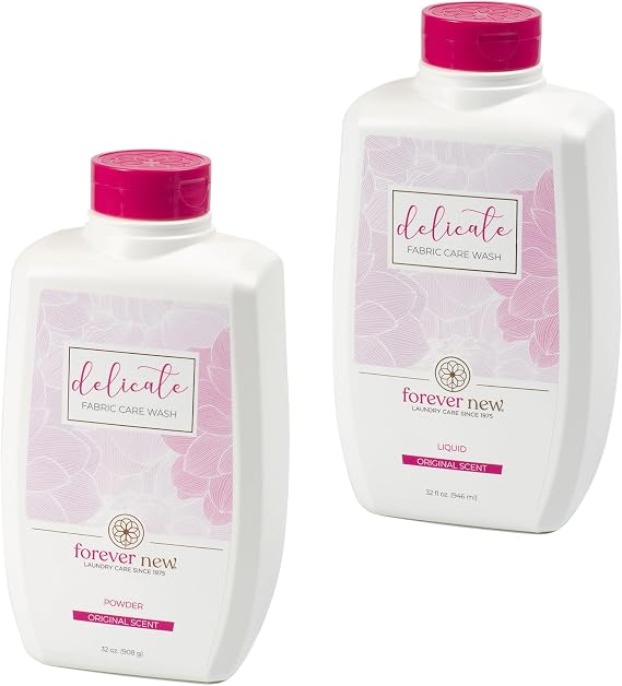 FOREVER NEW (2 pk) Delicate Liquid Laundry Detergent (32 Fl Oz) + Powder Detergent (32 Fl Oz) Combo (64 Fl Oz Total)