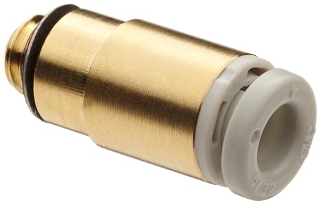 SMC KQ2S04-M5A Brass Push-to-Connect Tube Fitting, Hex Socket Head Adapter, 4 mm Tube OD x M5x0.8 Male (Pack of 10)