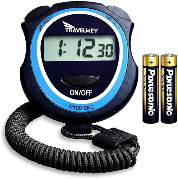 Silent Digital Stopwatch Timer for Teachers, Coaches & Kids Simple Lap Timer, Large Display, No Alarm Classroom, Exams, Sports, Running & Swimming AAA Batteries Included