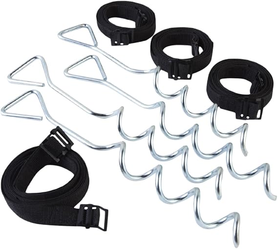 JumpKing Trampoline Anchor Kit, Black Galvanized Steel Spiral Tie Downs