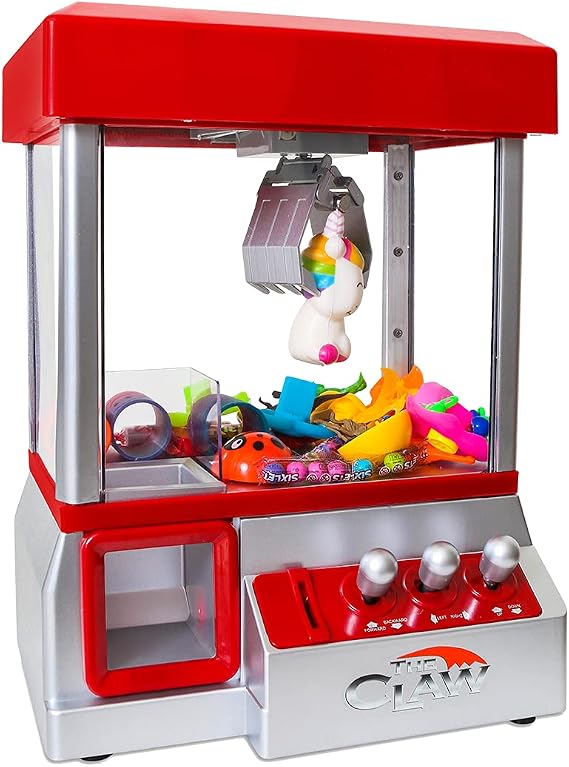 Claw Machine Arcade Game with Sound, Cool Fun Mini Candy Grabber Prize Dispenser Vending Toy for Kids, Boys & Girls