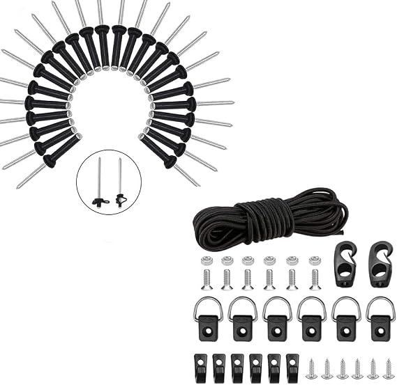 20 Pcs 3/16" Long Grip Tri-Grip Kayak Rivets and Kayak Deck Rigging Kit