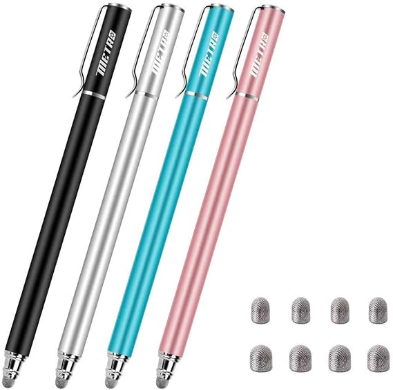 METRO Stylus Pen for Touchscreen - High Sensitivity Capacitive Switch Stylus Fiber Tips 2 in 1 Universal Stylus Pens for iPad iPhone Tablet Android Chromebook Switch 2 All Touch Screens (8 Extra Tips)